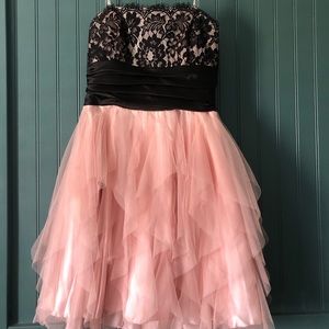 Black and Pink Tulle Short Formal Dress